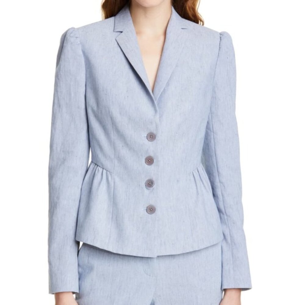 Tailored Rebecca Taylor Linen Blend Peplum Jacket And Matching Pants